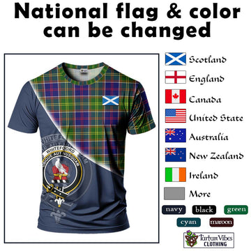 Whitefoord Tartan T-Shirt with Personalised National Flag and Family Crest Half Style - Tartan Vibes Clothing