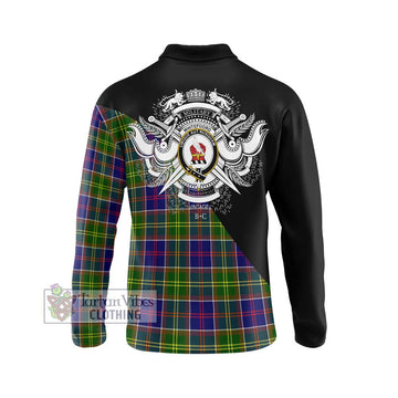 Whitefoord Tartan Long Sleeve Polo Shirt with Family Crest and Military Logo Style - Tartan Vibes Clothing