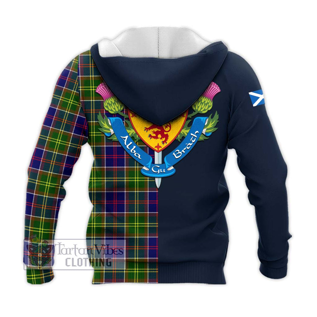 Whitefoord Tartan Knitted Hoodie Alba with Scottish Lion Royal Arm Half Style - Tartan Vibes Clothing