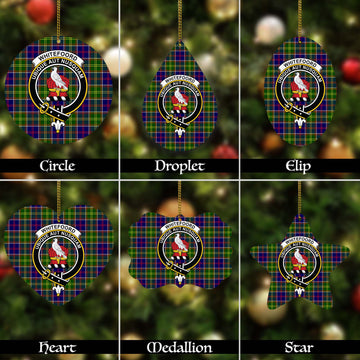 Whitefoord Modern Tartan Christmas Ornaments with Family Crest