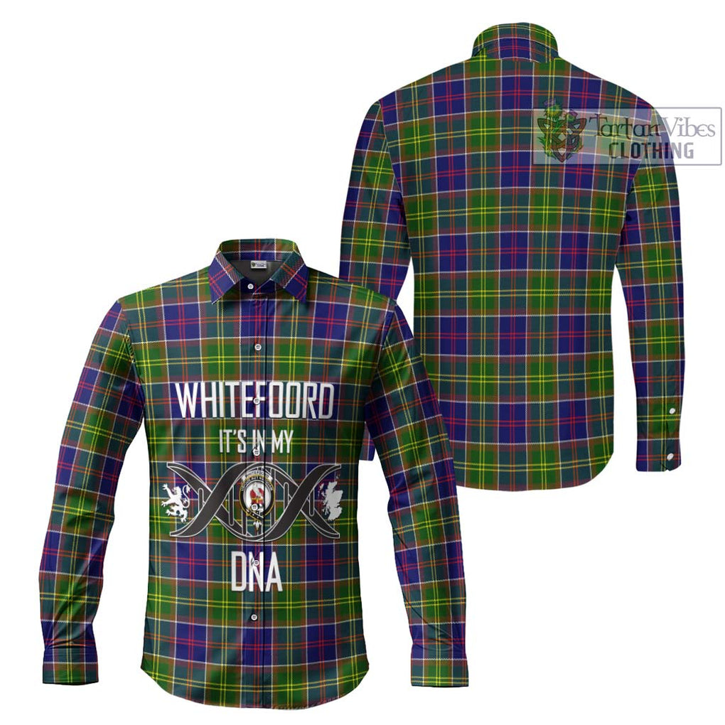 Whitefoord Tartan Long Sleeve Button Shirt with Family Crest DNA In Me Style Men's Shirt - Tartanvibesclothing Shop