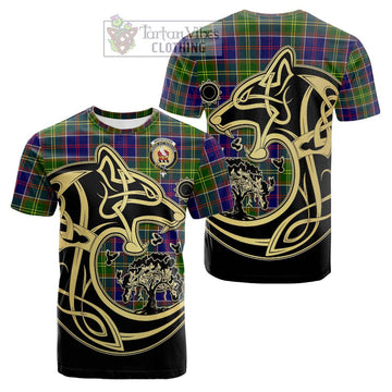 Whitefoord Tartan Cotton T-shirt with Family Crest Celtic Wolf Style Kid's Shirt - Tartan Vibes Clothing