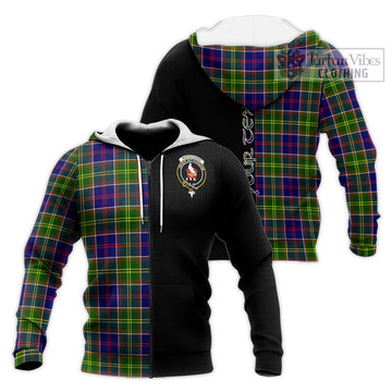 Whitefoord Tartan Knitted Hoodie with Family Crest and Half Of Me Style Unisex Knitted Zip Hoodie - Tartan Vibes Clothing