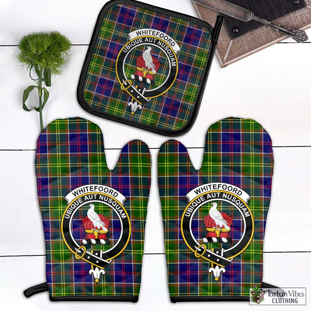 Whitefoord Tartan Combo Oven Mitt & Pot-Holder with Family Crest Black - Tartan Vibes Clothing
