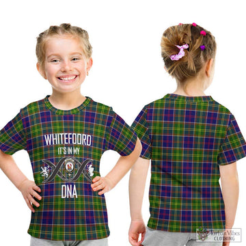 Whitefoord Tartan Kid T-Shirt with Family Crest DNA In Me Style - Tartan Vibes Clothing