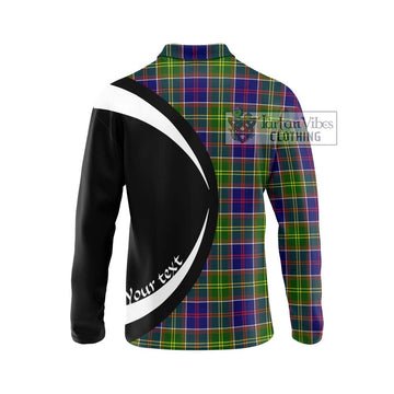 Whitefoord Tartan Long Sleeve Polo Shirt with Family Crest Circle Style - Tartan Vibes Clothing