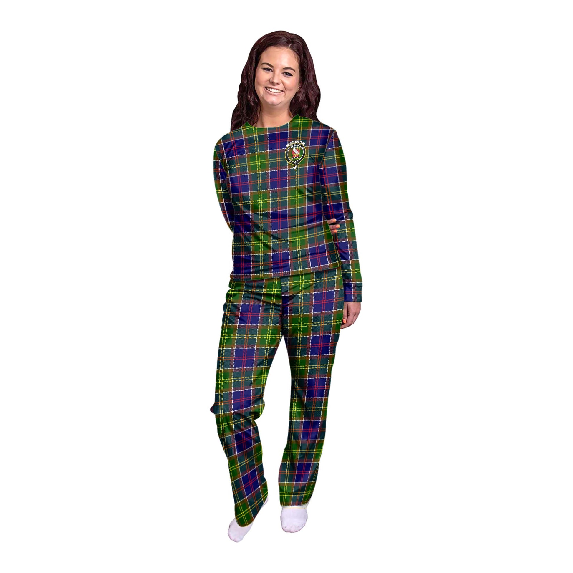 Whitefoord Tartan Pajamas Family Set with Family Crest - Tartan Vibes Clothing