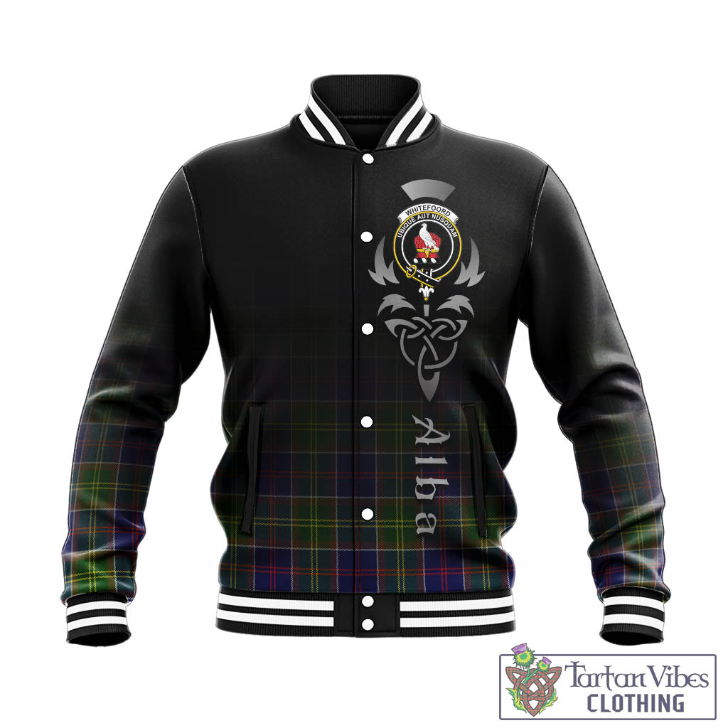 Whitefoord Tartan Baseball Jacket Featuring Alba Gu Brath Family Crest Celtic Inspired - Tartan Vibes Clothing