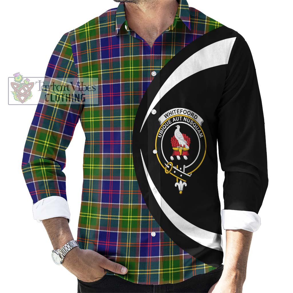 Whitefoord Tartan Long Sleeve Button Up with Family Crest Circle Style - Tartan Vibes Clothing