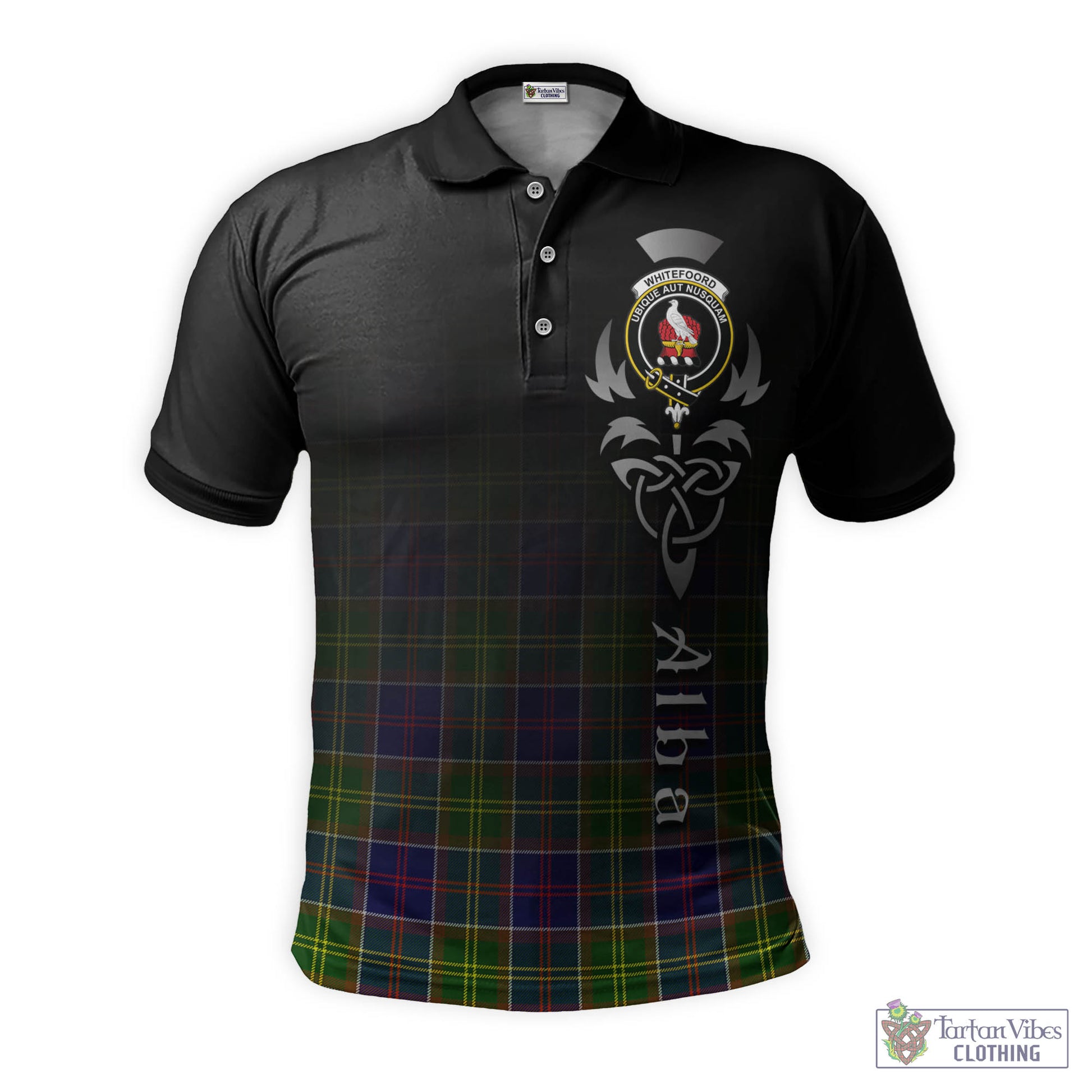 Whitefoord Tartan Polo Shirt Featuring Alba Gu Brath Family Crest Celtic Inspired - Tartan Vibes Clothing