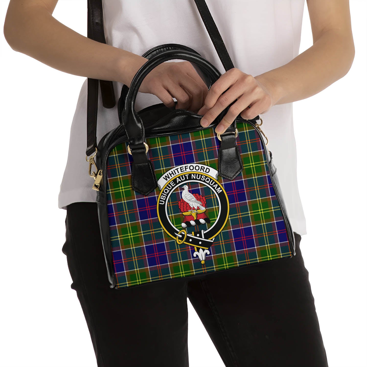 Whitefoord Tartan Shoulder Handbags with Family Crest - Tartan Vibes Clothing