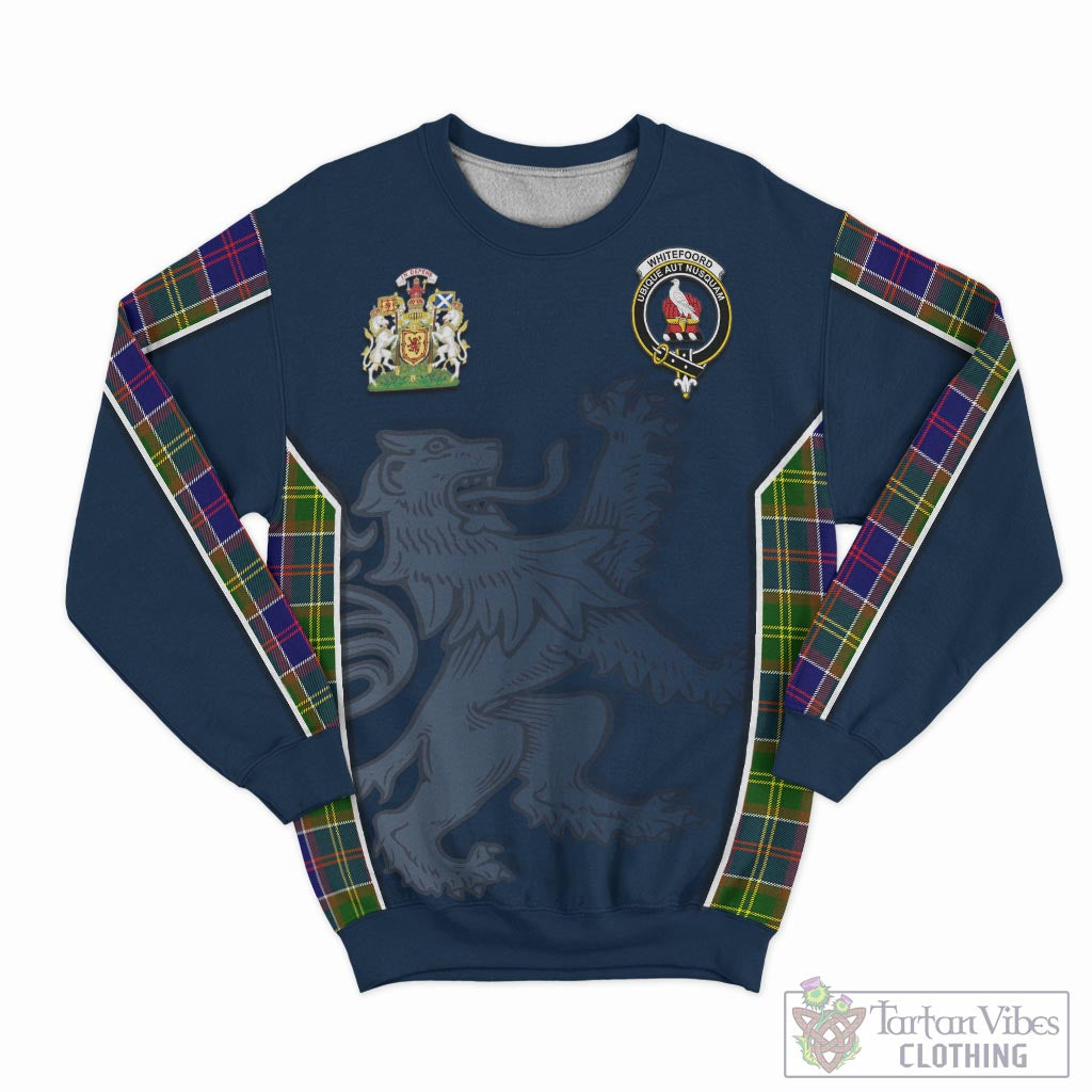 Tartan Vibes Clothing Whitefoord Modern Tartan Sweater with Family Crest and Lion Rampant Vibes Sport Style