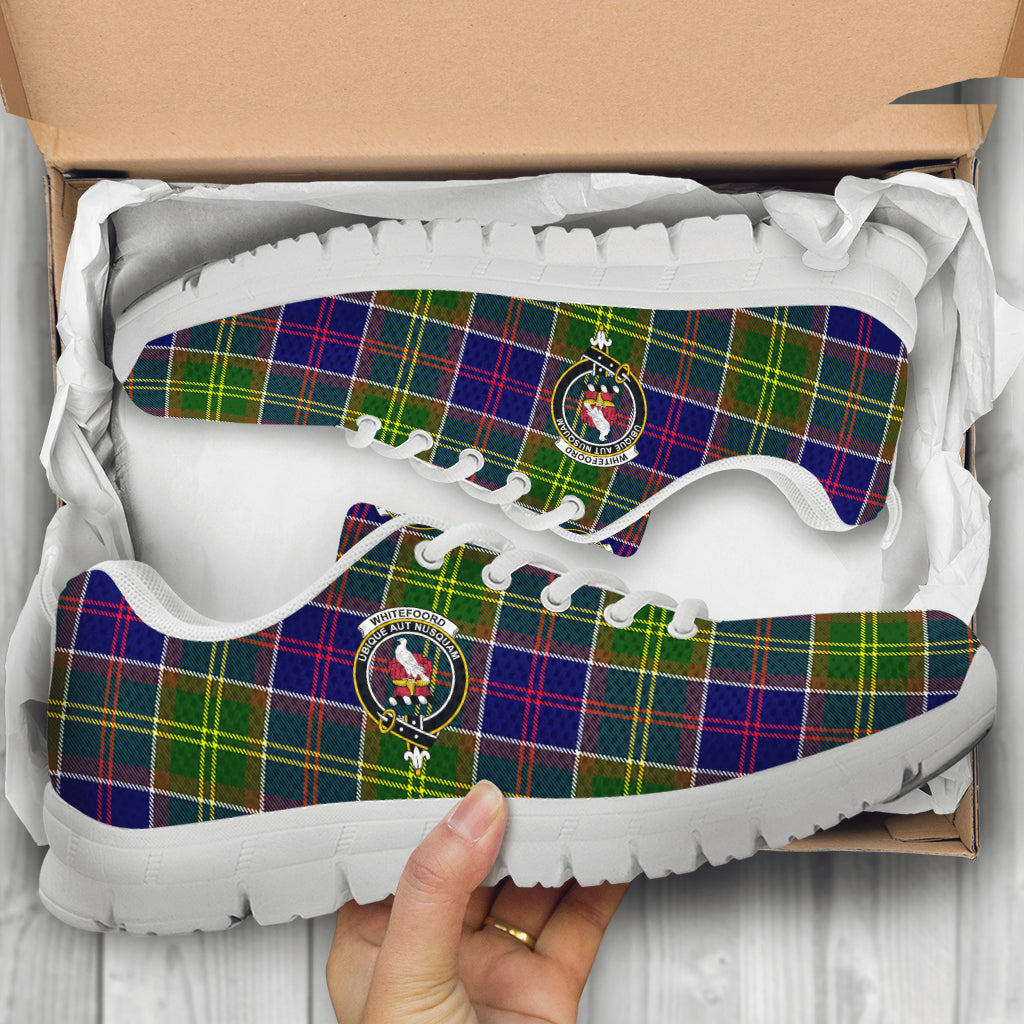 Whitefoord Tartan Sneakers with Family Crest - Tartan Vibes Clothing