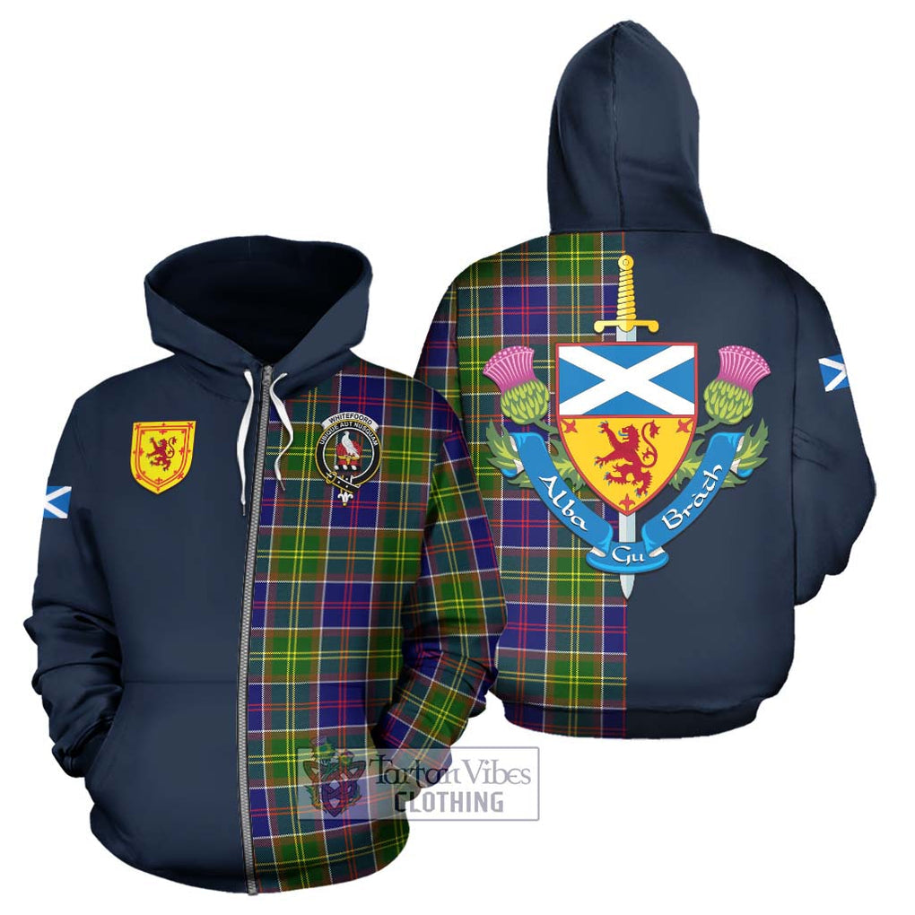 Whitefoord Tartan Hoodie Alba with Scottish Lion Royal Arm Half Style - Tartan Vibes Clothing
