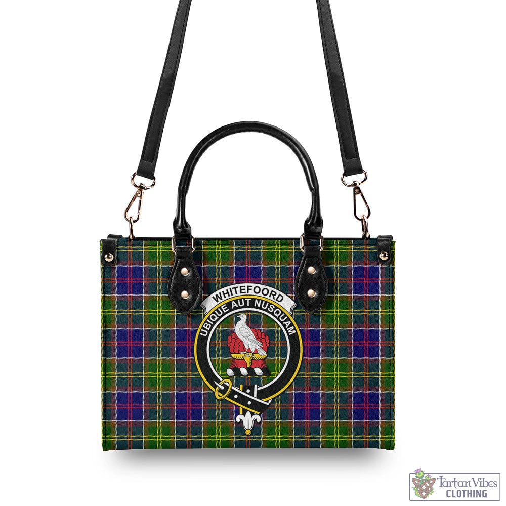 Whitefoord Tartan Luxury Leather Handbags with Family Crest - Tartan Vibes Clothing