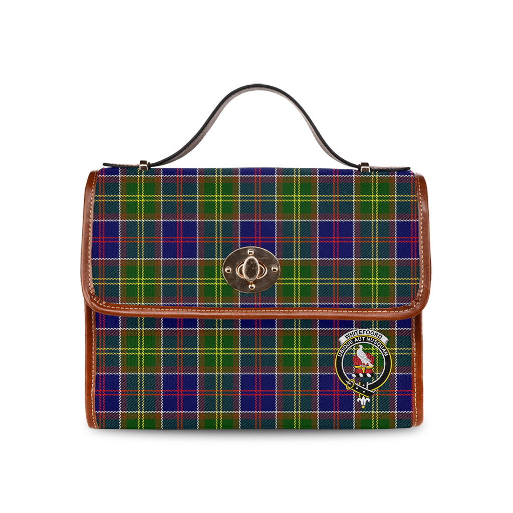 whitefoord-modern-tartan-leather-strap-waterproof-canvas-bag-with-family-crest