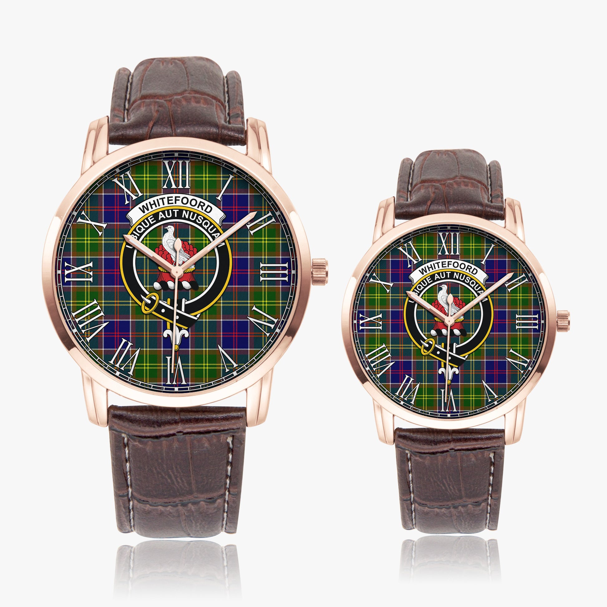 Whitefoord Tartan Family Crest Leather Strap Quartz Watch - Tartan Vibes Clothing