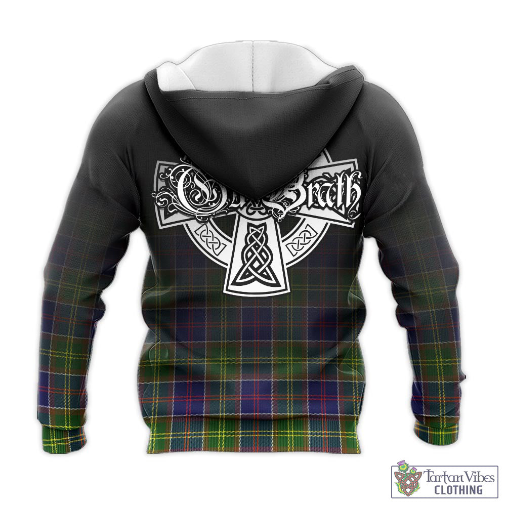 Tartan Vibes Clothing Whitefoord Modern Tartan Knitted Hoodie Featuring Alba Gu Brath Family Crest Celtic Inspired