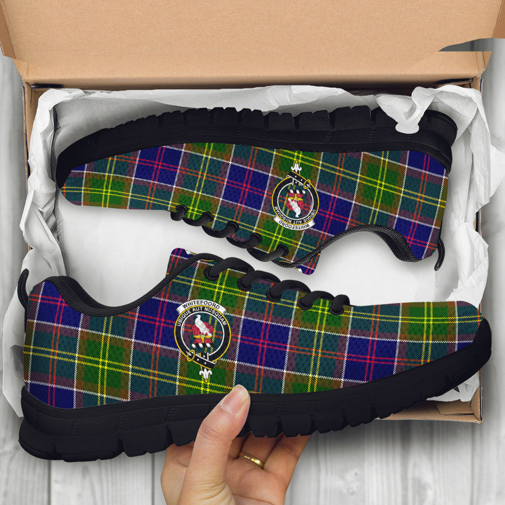 Whitefoord Tartan Sneakers with Family Crest - Tartan Vibes Clothing