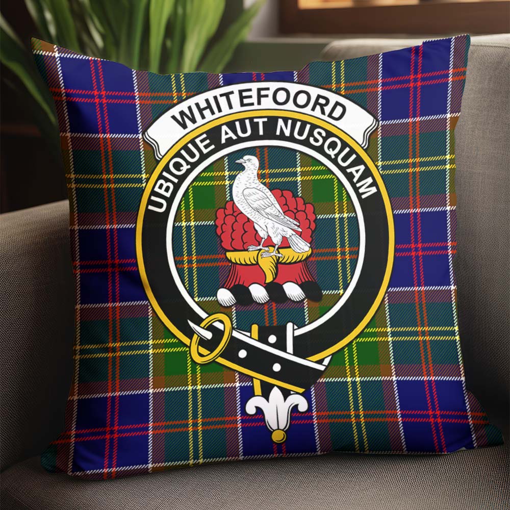 Whitefoord Modern Tartan Pillow Cover with Family Crest - Tartanvibesclothing