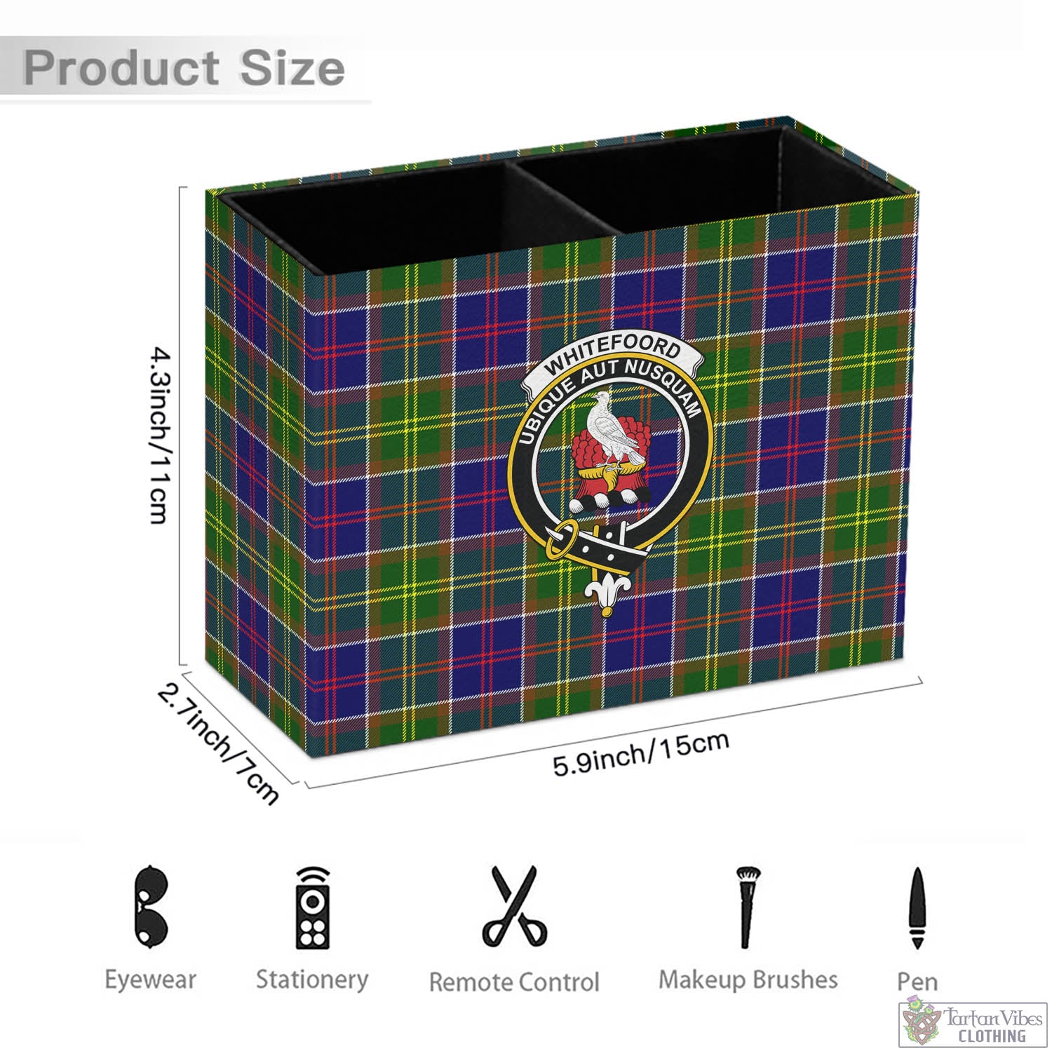 Whitefoord Tartan Pen Holder with Family Crest - Tartan Vibes Clothing