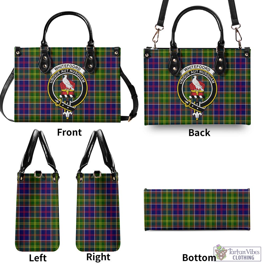 Whitefoord Tartan Luxury Leather Handbags with Family Crest - Tartan Vibes Clothing
