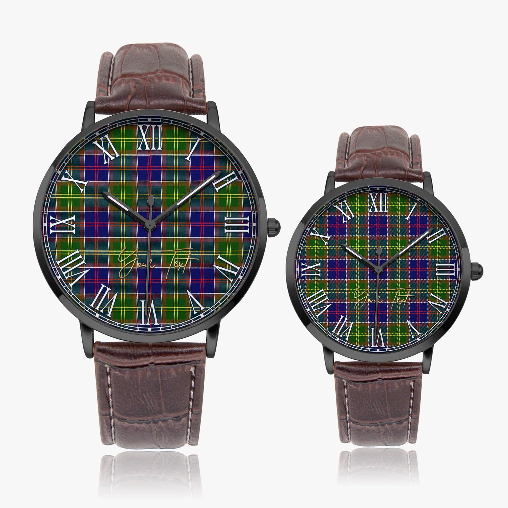 Whitefoord Tartan Personalized Your Text Leather Trap Quartz Watch - Tartan Vibes Clothing