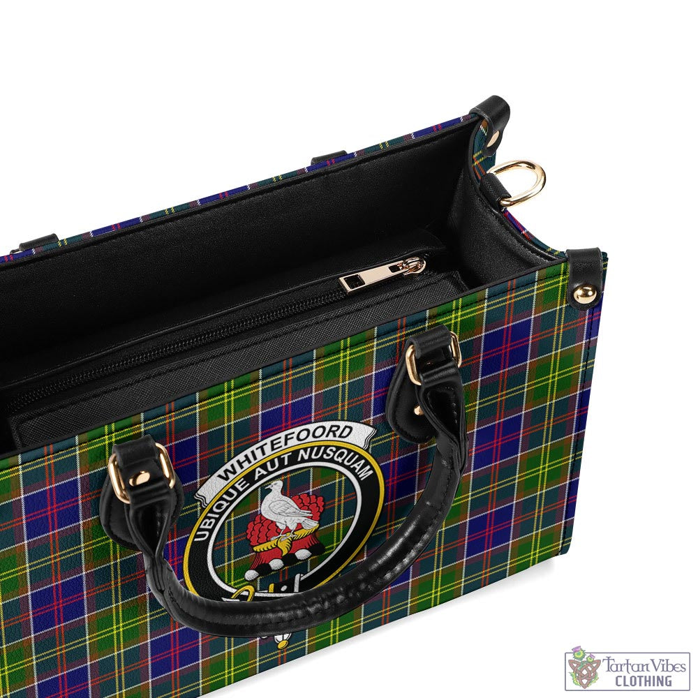 Whitefoord Tartan Luxury Leather Handbags with Family Crest - Tartan Vibes Clothing