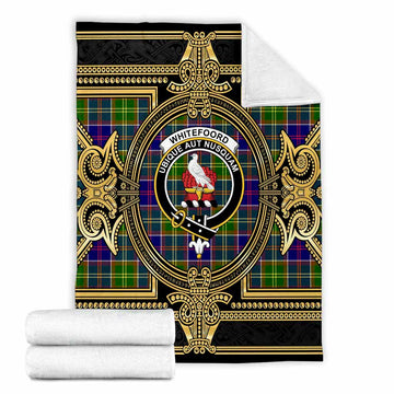 Whitefoord Scottish Tartan Crest Blanket Royal Stylized