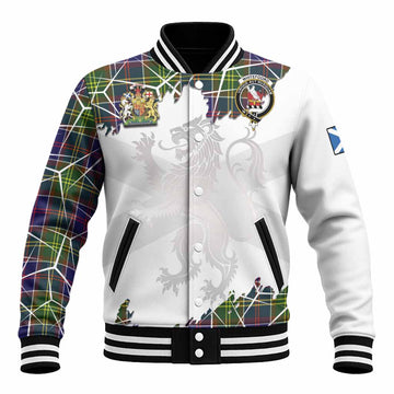 Whitefoord Tartan Baseball Jacket with Family Crest and Lion Rampant Grunge Style