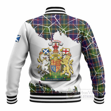 Whitefoord Tartan Baseball Jacket with Family Crest and Lion Rampant Grunge Style