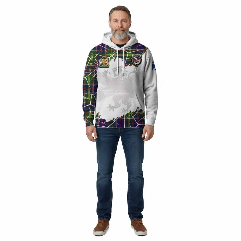 Whitefoord Tartan Cotton Hoodie with Family Crest and Lion Rampant Grunge Style