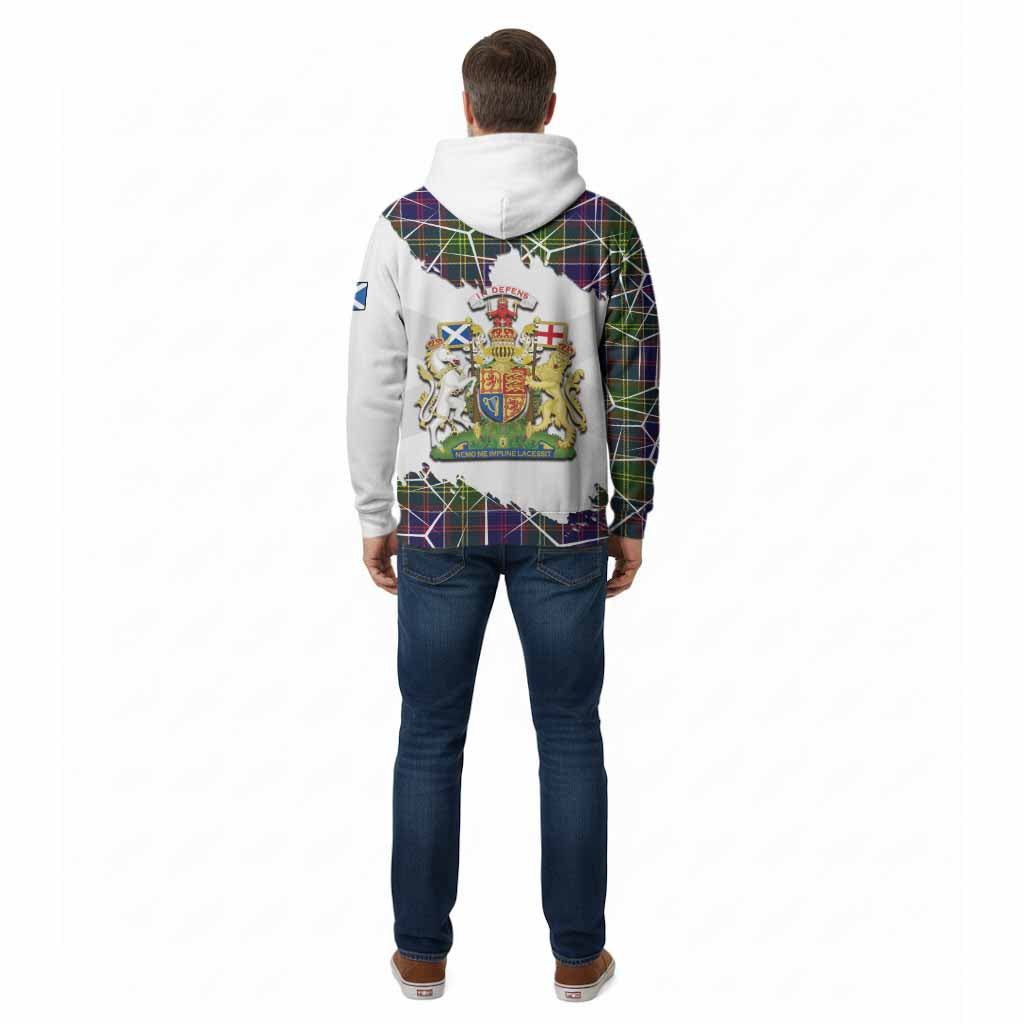 Whitefoord Tartan Cotton Hoodie with Family Crest and Lion Rampant Grunge Style