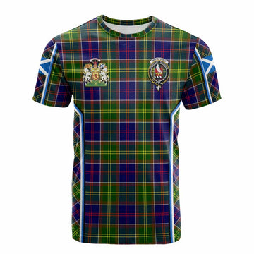 Whitefoord Tartan Crest Cotton T-shirt Scotland Coat of Arm Flag Style - Tartan Vibes Clothing