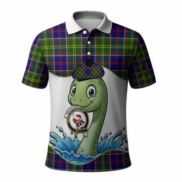 Whitefoord Tartan Crest Cute Nessie Polo Shirt Scottish Loch Ness Monster