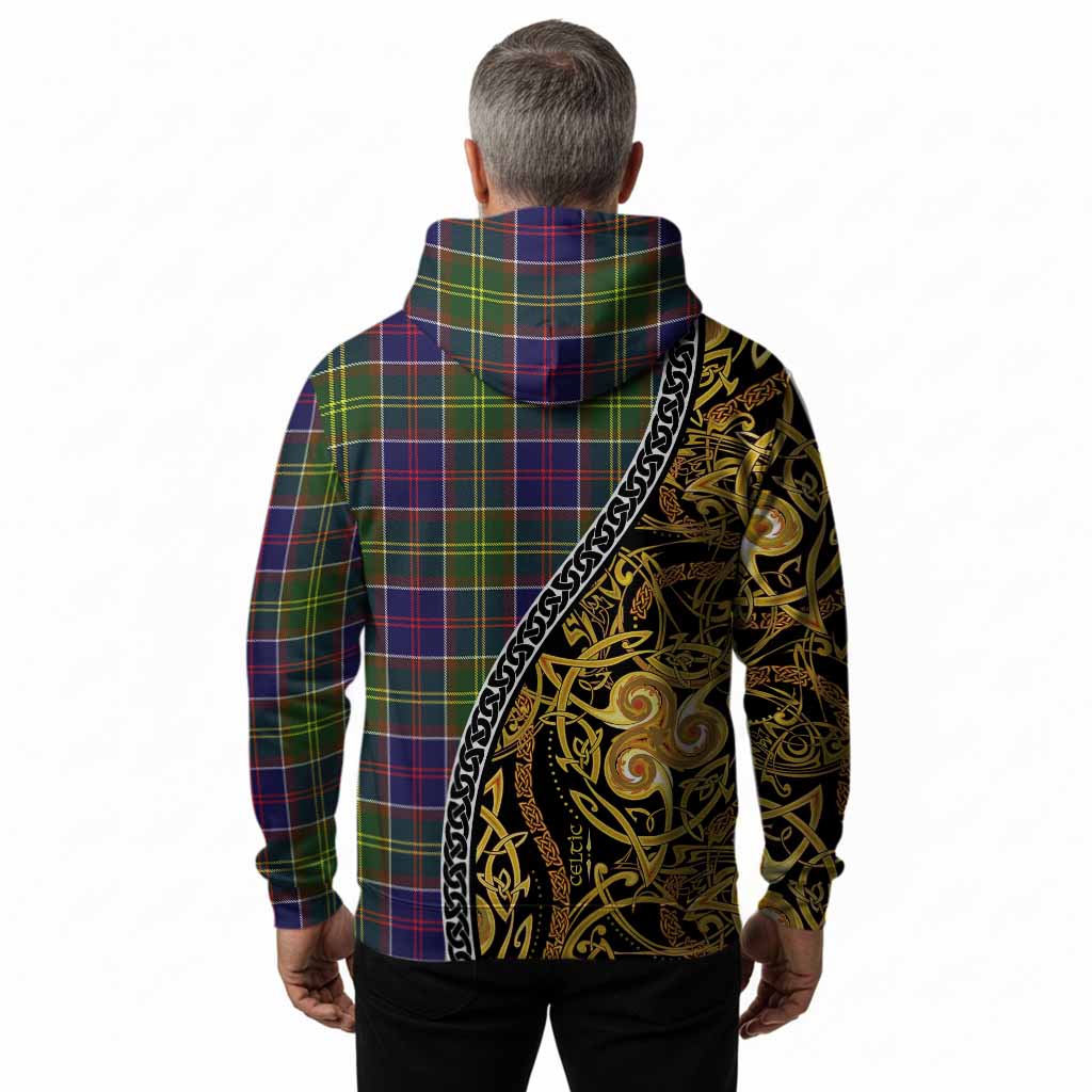Whitefoord Tartan Crest Hoodie Celtic Knot and Triple Trickle Spiral Symbols