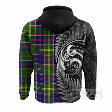 Whitefoord Tartan Crest Hoodie With New Zealand Silver Fern Maori Koru