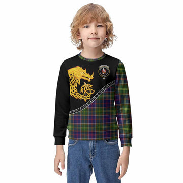 Whitefoord Tartan Crest Kid Knitted Sweatshirt Legendary Dragon Knot Half Style