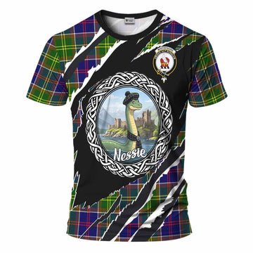 Whitefoord Tartan Crest Loch Ness Monster T-Shirt Celtic Knot Nessie Art