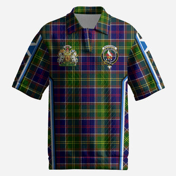 Whitefoord Tartan Crest Men’s Polo Sweater Top Scotland Coat of Arm Flag Style