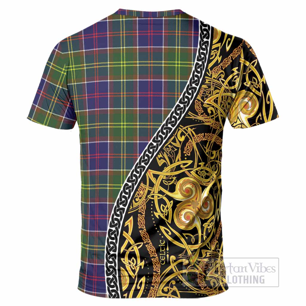 Whitefoord Tartan Crest T-Shirt Celtic Knot and Triple Trickle Spiral Symbols