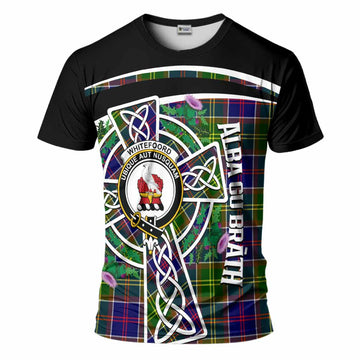 Whitefoord Tartan Crest T-Shirt Scottish Thistle Celtic Cross Alba Gu Brath