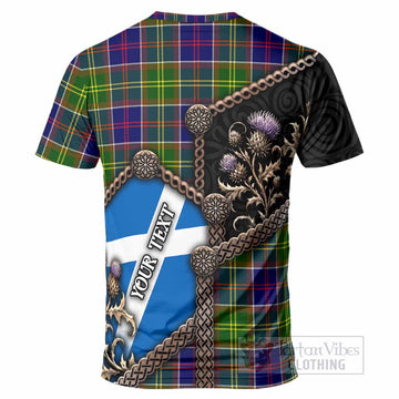 Whitefoord Tartan Crest T-Shirt Scottish Thistle Loch Ness Monster