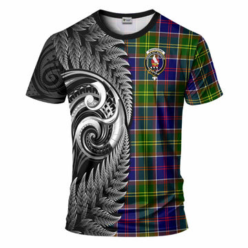 Whitefoord Tartan Crest T-Shirt With New Zealand Silver Fern Maori Koru