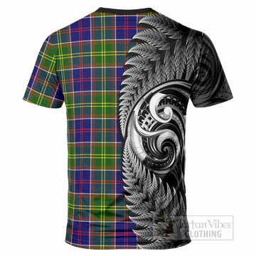 Whitefoord Tartan Crest T-Shirt With New Zealand Silver Fern Maori Koru