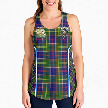 Whitefoord Tartan Crest Women Racerback Tanks Scotland Coat of Arm Flag Style