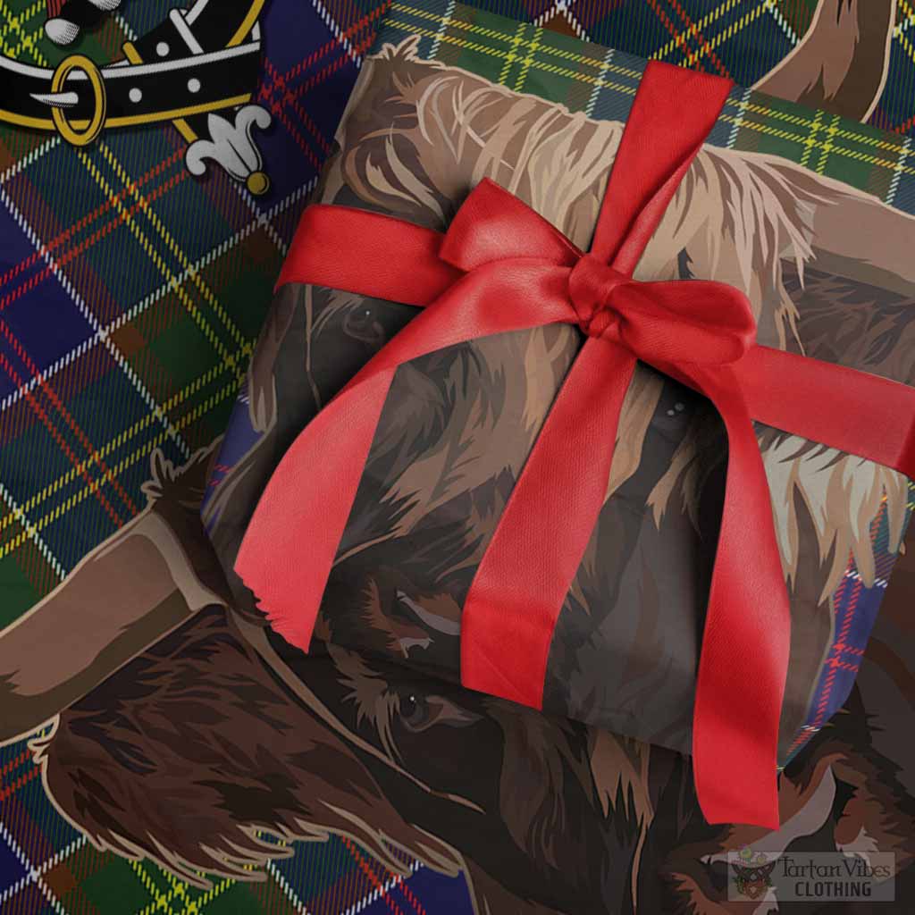 Whitefoord Tartan Crest Wrapping Paper Scotland Heilan Coo Tartan Seamless Style