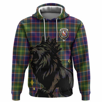 Whitefoord Tartan Family Crest Hoodie Crowned Lion Roaring