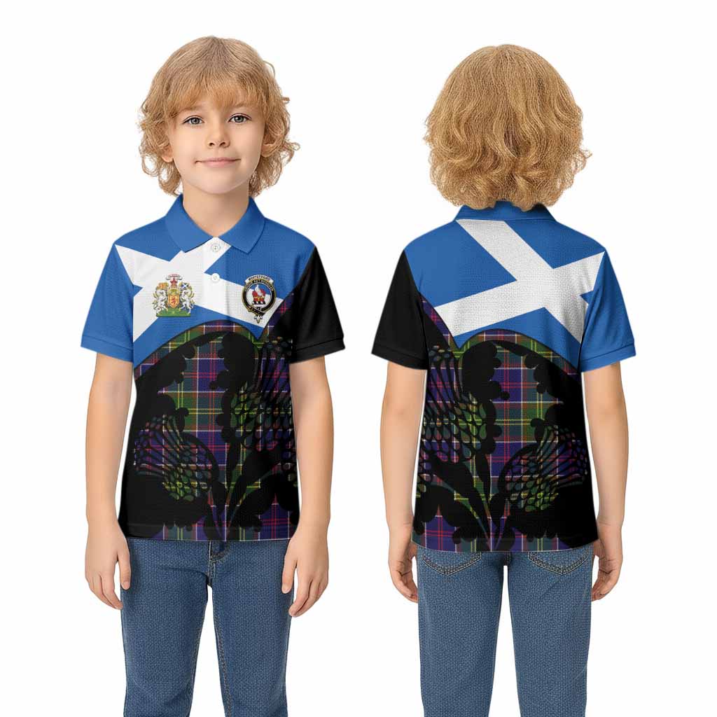 Whitefoord Tartan Family Crest Kid Polo Shirt Scotland Thistle Floral Flag Style