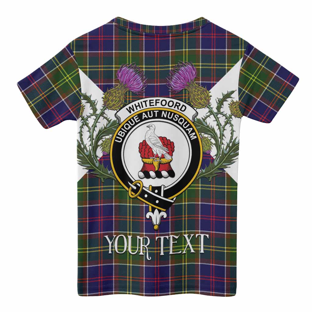 Whitefoord Tartan Family Crest Kid T-shirt Scottish Burns Night Thistle Floral